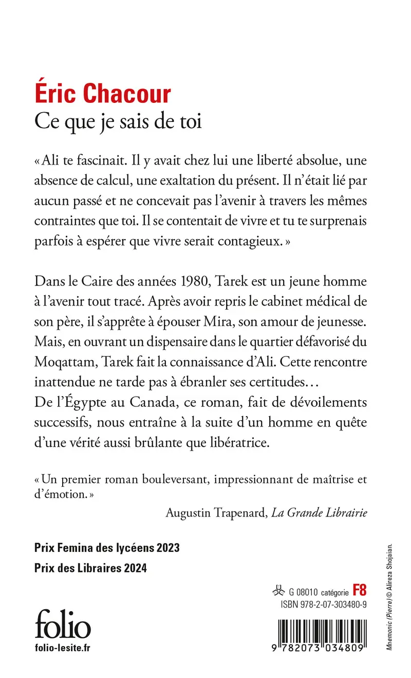 Ce que je sais de toi - Éric Chacour
