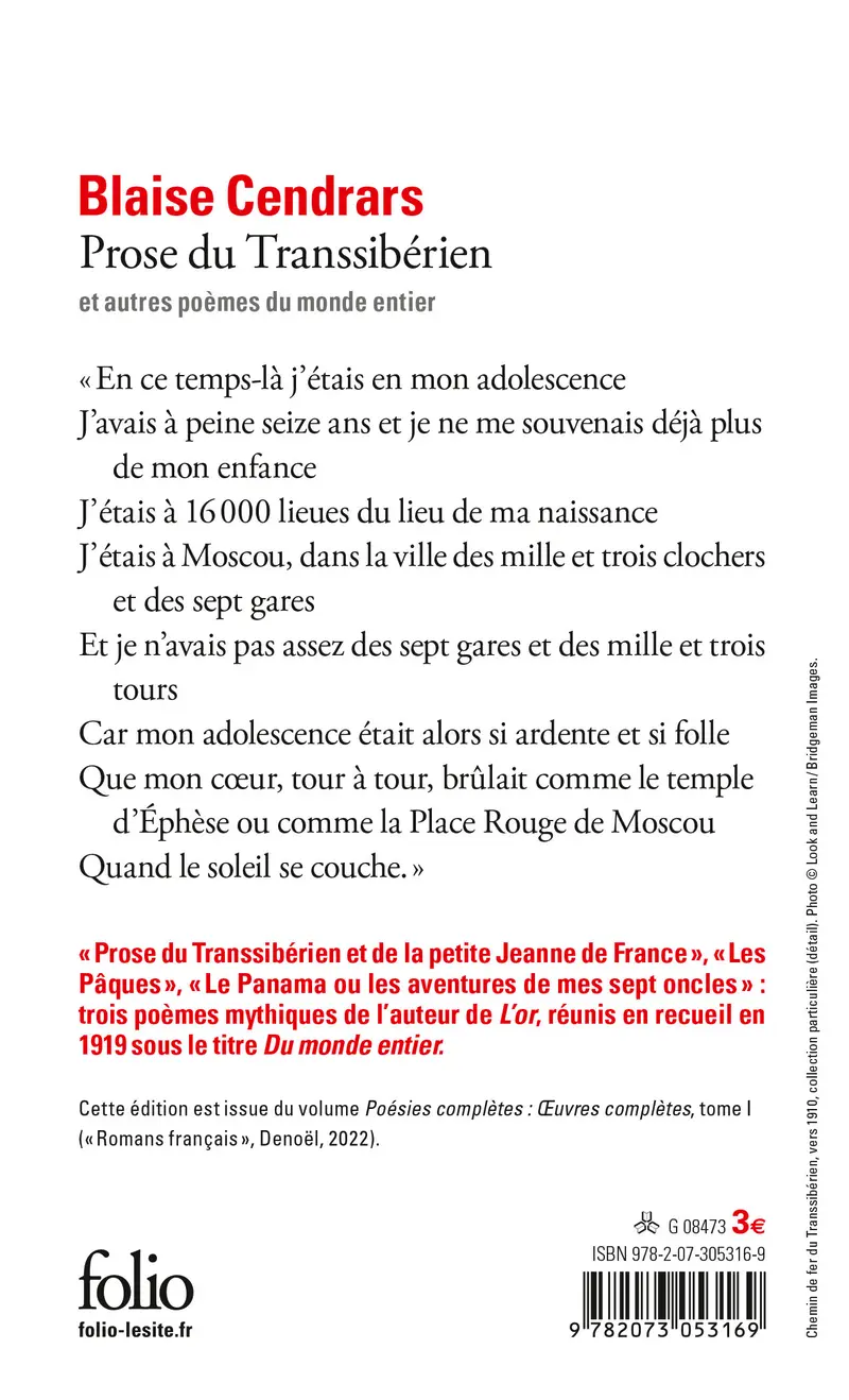 Prose du Transsibérien et autres poèmes du monde entier - Blaise Cendrars