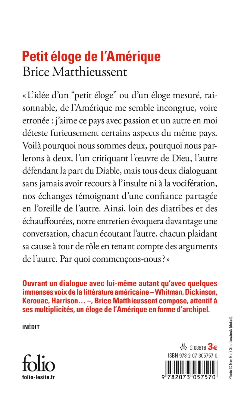 Petit éloge de l'Amérique - Brice Matthieussent