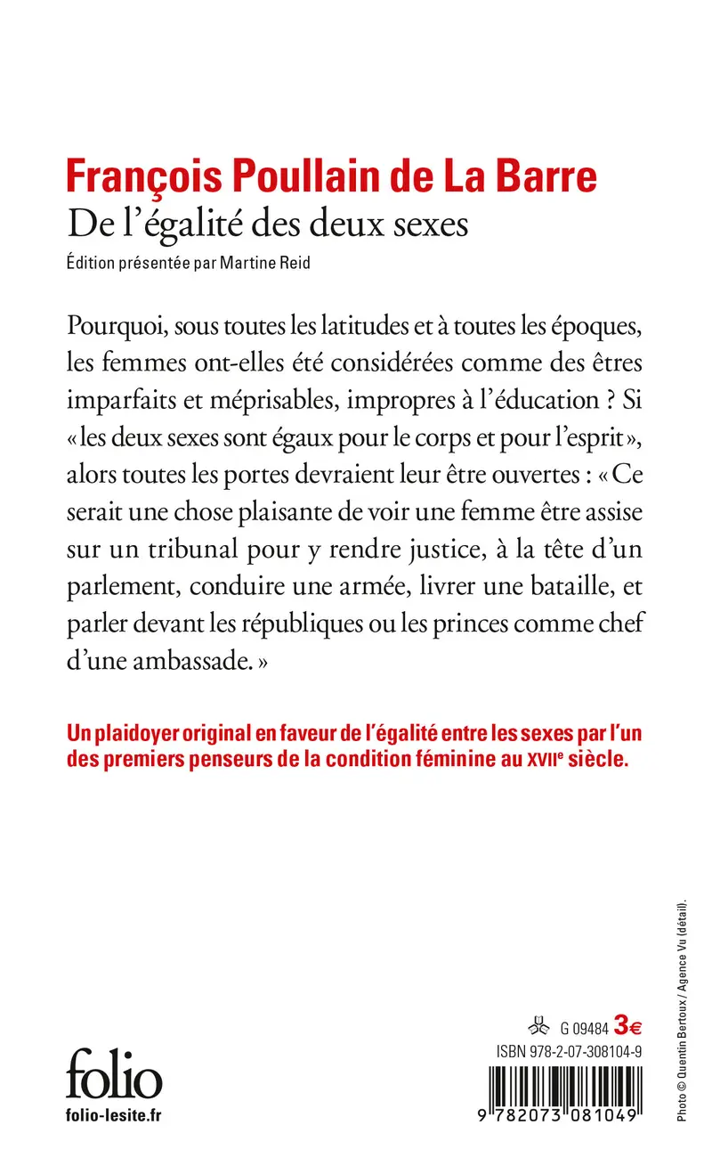 De l'égalité des deux sexes - François Poullain de La Barre