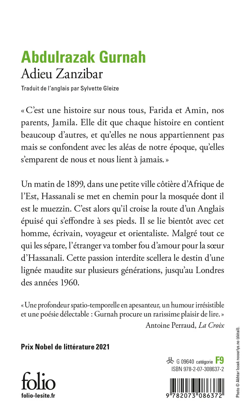 Adieu Zanzibar - Abdulrazak Gurnah