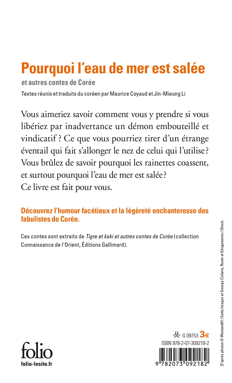 Pourquoi l'eau de mer est salée et autres contes de Corée - Anonymes