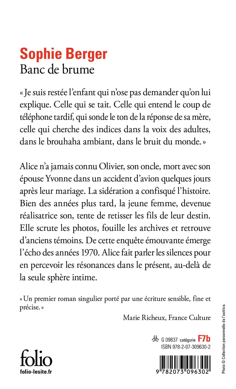Banc de brume - Sophie Berger