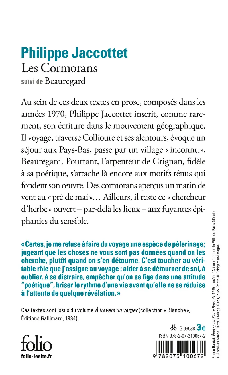 Les Cormorans suivi de Beauregard - Philippe Jaccottet