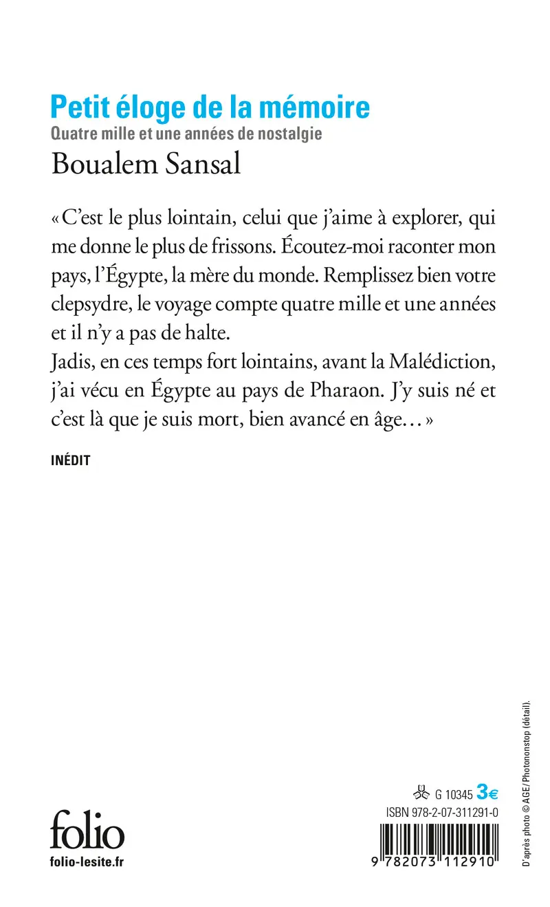 Petit éloge de la mémoire - Boualem Sansal