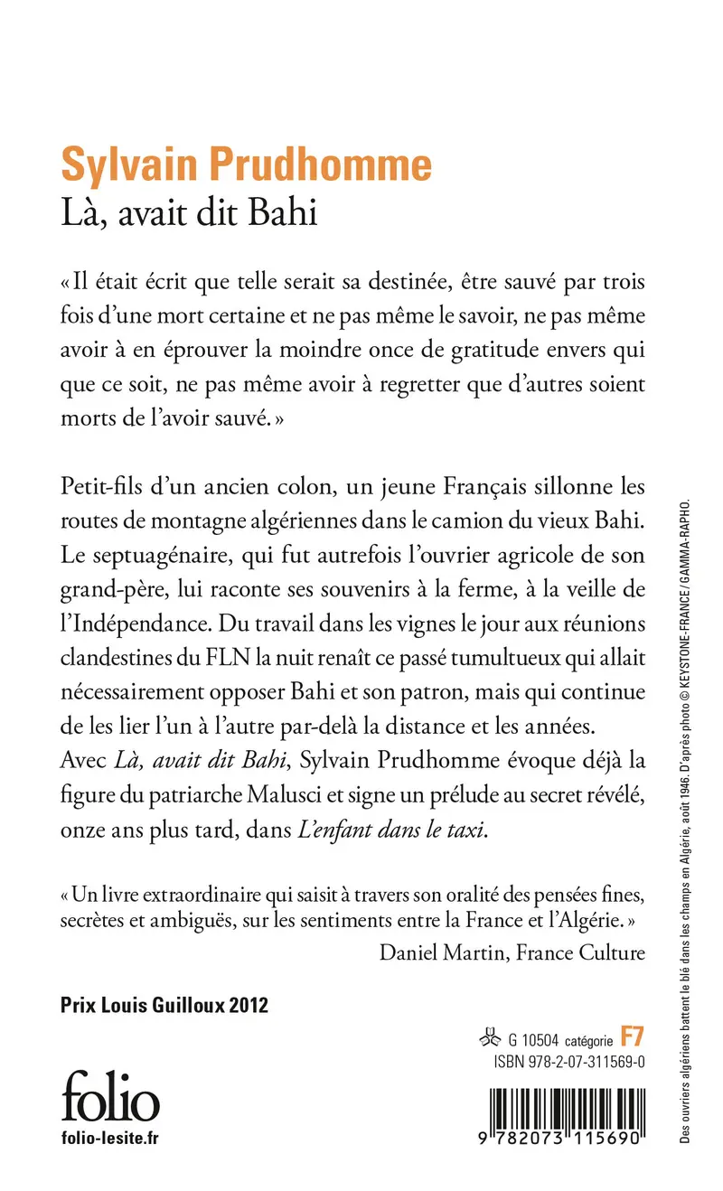 Là, avait dit Bahi - Sylvain Prudhomme