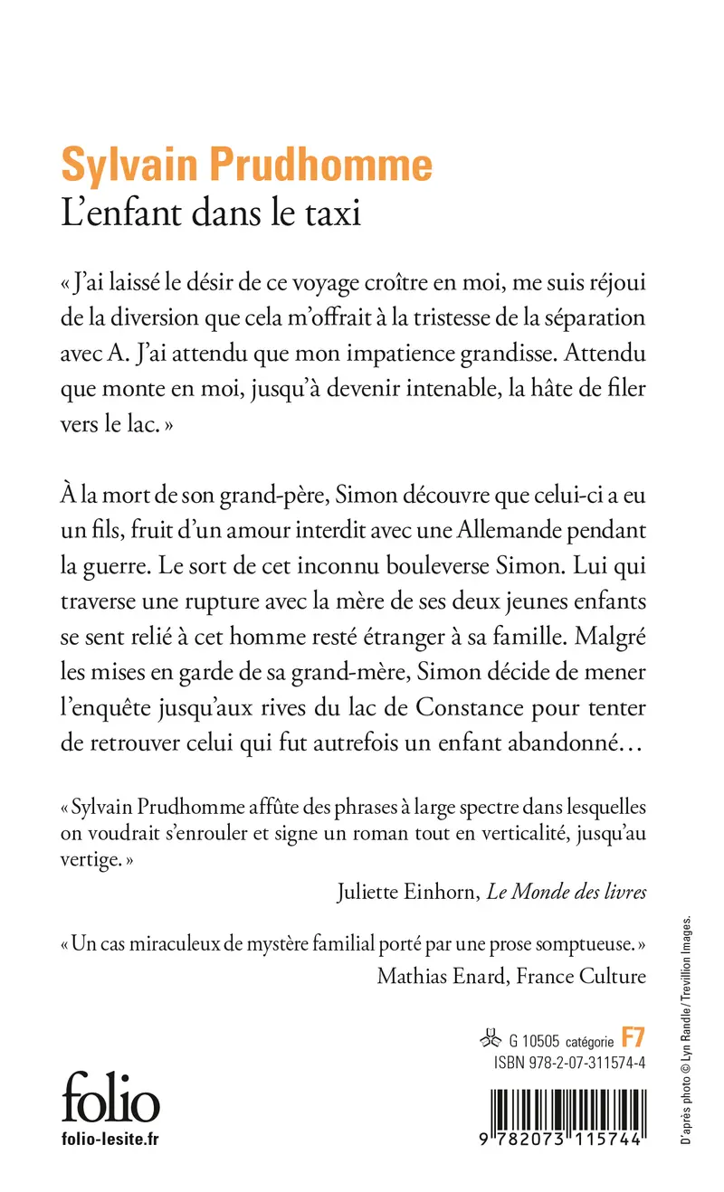 L'enfant dans le taxi - Sylvain Prudhomme