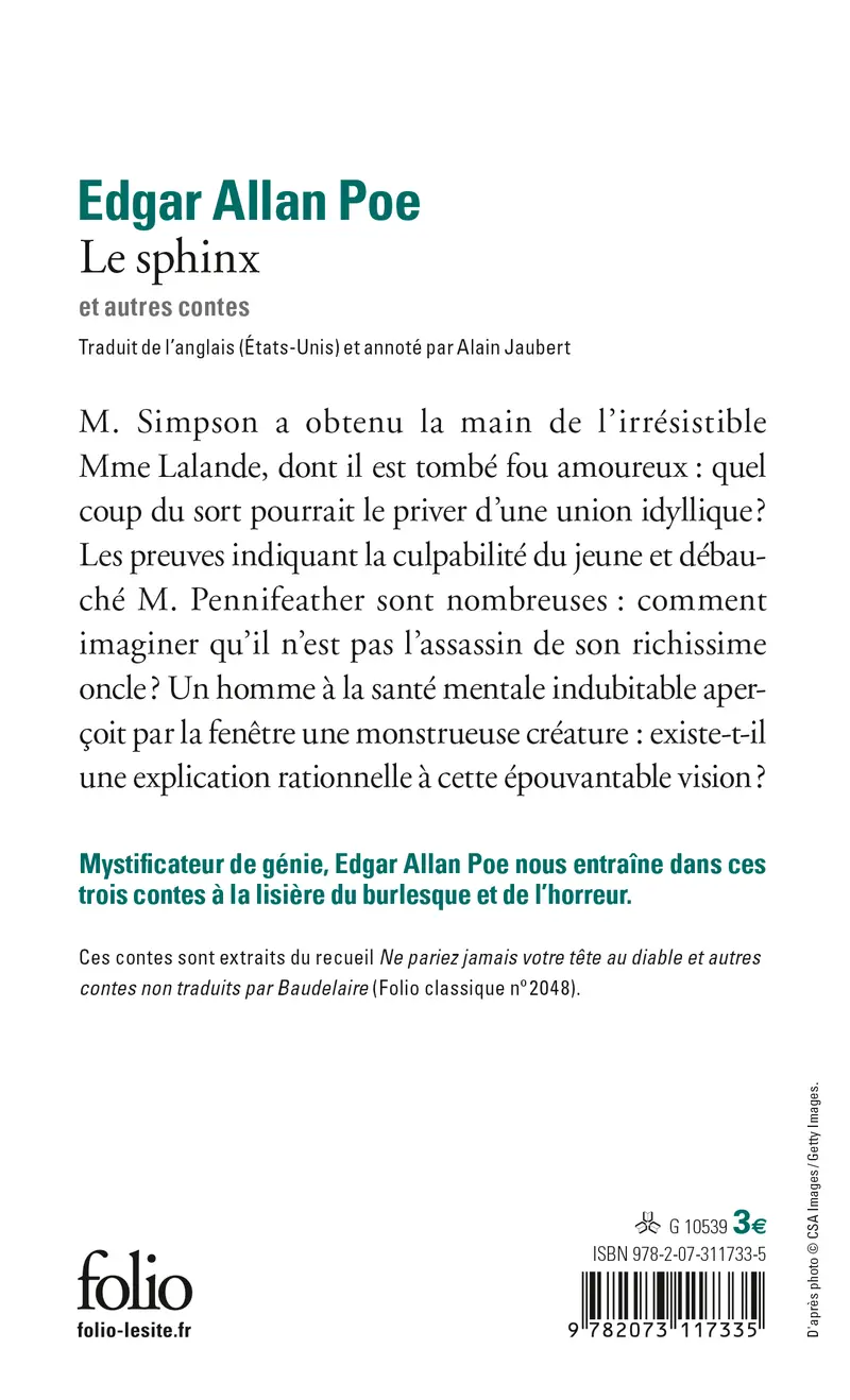 Le sphinx et autres contes - Edgar Allan Poe