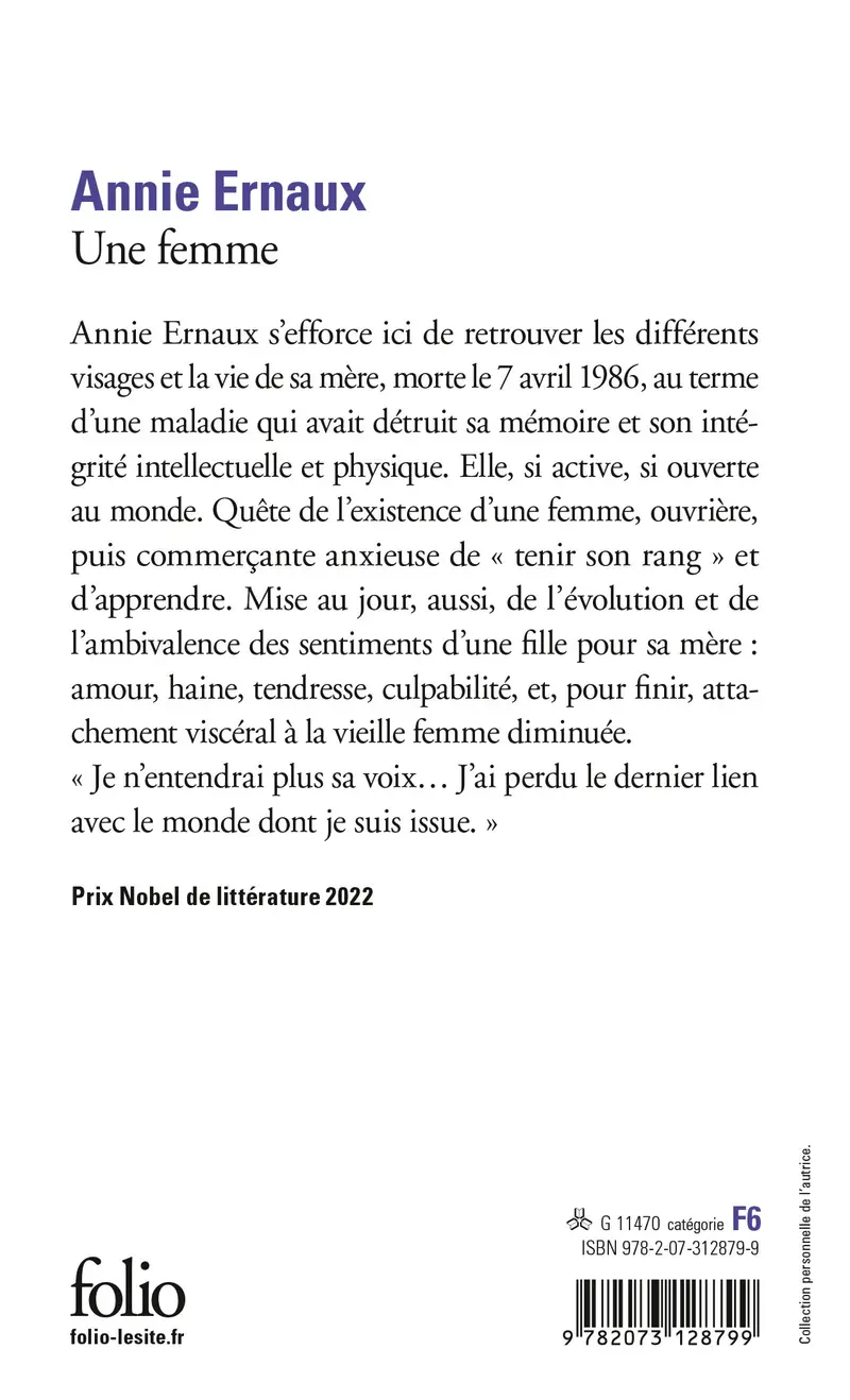 Une femme - Annie Ernaux
