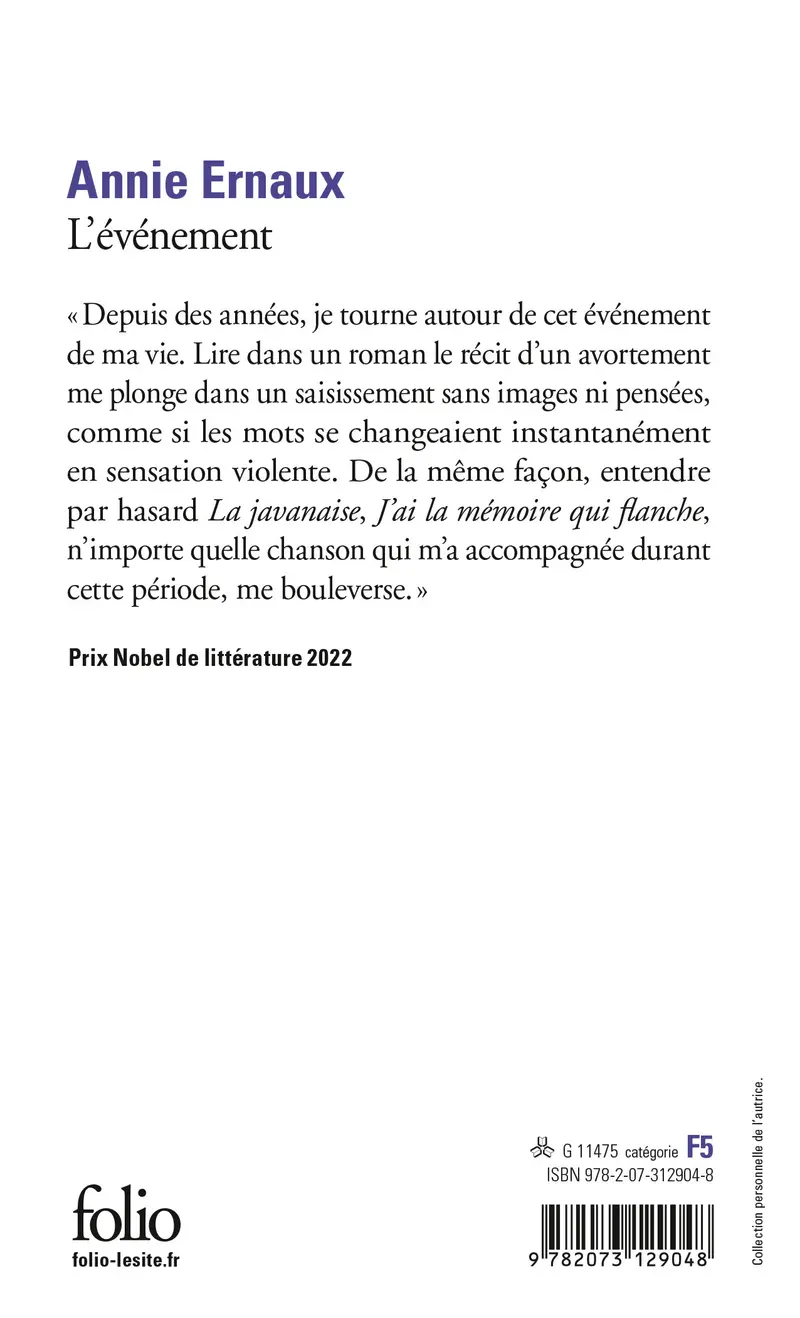 L'événement - Annie Ernaux