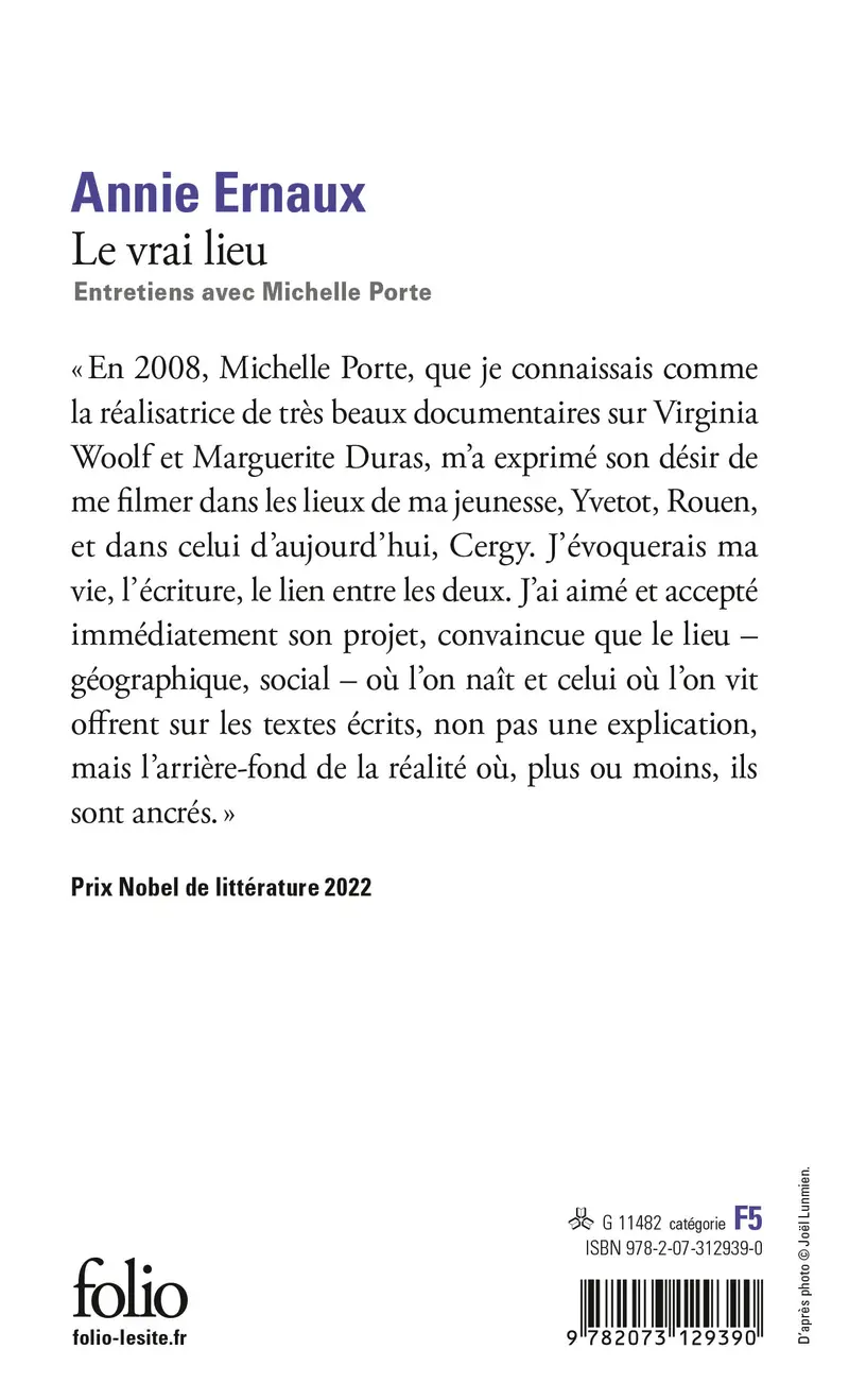 Le vrai lieu - Annie Ernaux - Michelle Porte