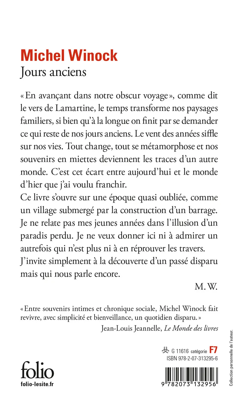 Jours anciens - Michel Winock